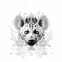 Hyena and Quetzal bird portraits but they are looking opposite directions and they are blended tattoo design idea