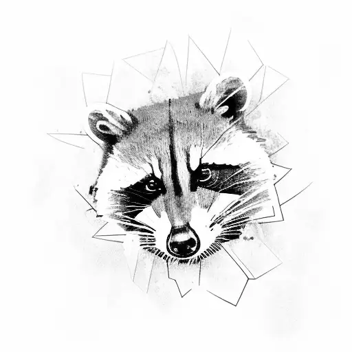 racoon with uzi tattoo design idea
