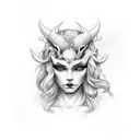girl with devil face tattoo design idea