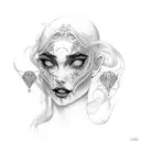 girl with devil face tattoo design idea