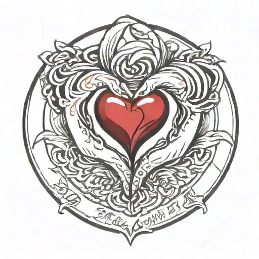 A tattoo design featuring a mother and daughter holding hands in a heart shape, with their birthdates incorporated into the design tattoo design idea