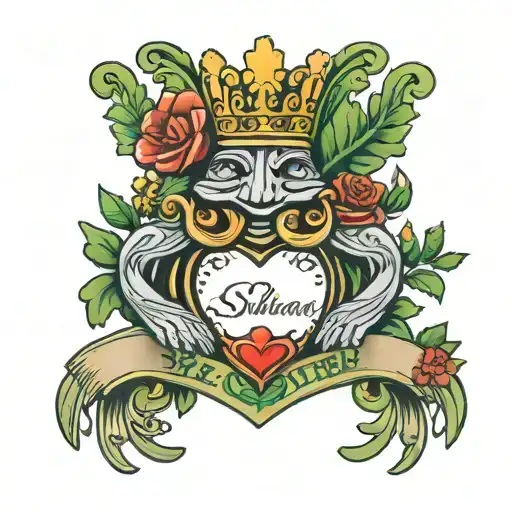 irish claddagh with sullivan name incorporated tattoo design idea