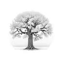 Apple tree leaning with wood support tattoo design idea