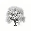 Apple tree leaning with wood support tattoo design idea