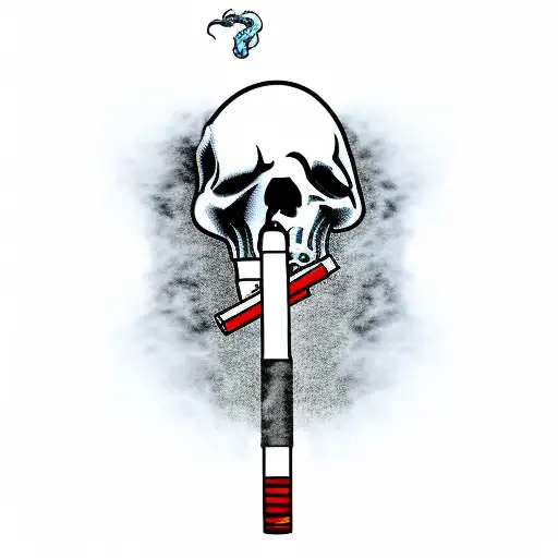 ghost with gun smoking cigarettes  tattoo design idea