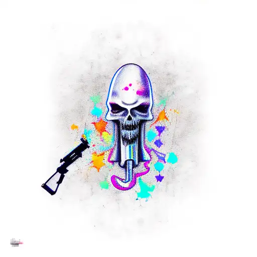 ghost with gun tattoo design idea