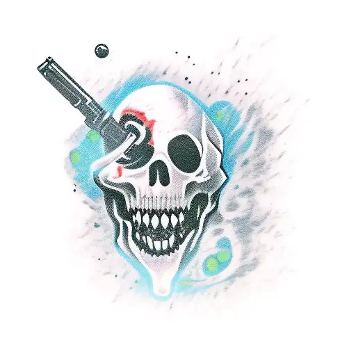 ghost with gun tattoo design idea