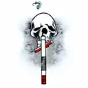 ghost with gun smoking cigarettes  tattoo design idea