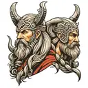 Odin and Thor viking with beard tattoo design idea