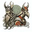 Odin and Thor viking with beard tattoo design idea