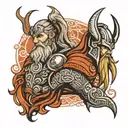 Odin and Thor viking with beard tattoo design idea