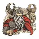 Odin and Thor viking with beard tattoo design idea