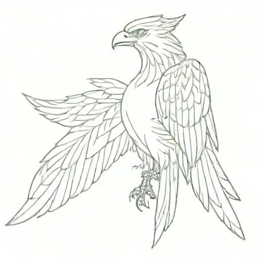 Design a realistic phoenix with a blueprint of a civil engineering structure in its talons tattoo design idea