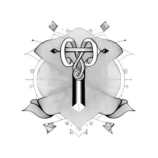 mental health ribbon around cross  tattoo design idea