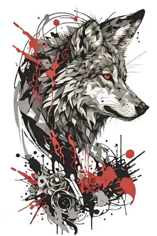 wounded strong wolf tattoo design idea