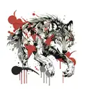 wounded wolf tattoo design idea