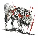 wounded wolf tattoo design idea