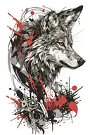 wounded strong wolf tattoo design idea