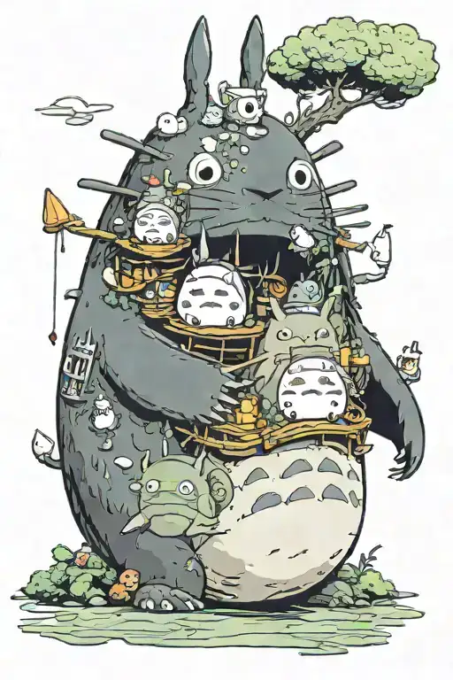 Haku Chihiro No face Yubaba Totoro Kodama Susuwatari Stickman - howls moving castle Calcifer Ponyo Jiji Setsuko seita tattoo design idea