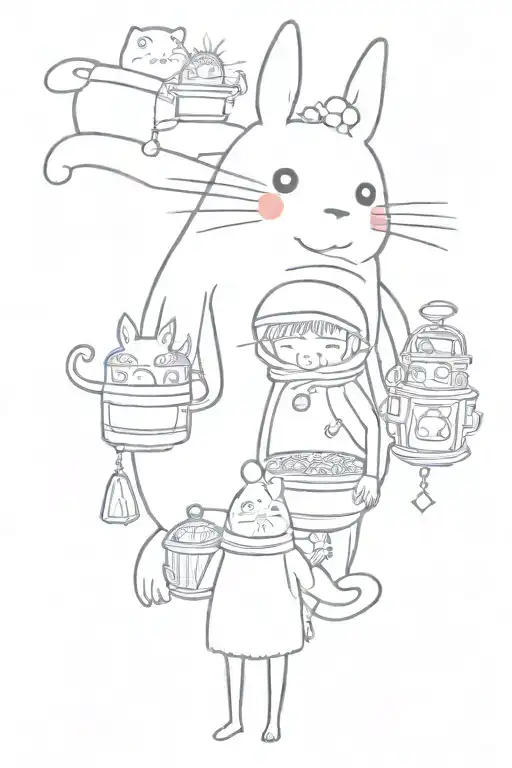 Haku Chihiro No face Yubaba Totoro Kodama Susuwatari Stickman - howls moving castle Calcifer Ponyo Jiji Setsuko Seita tattoo design idea