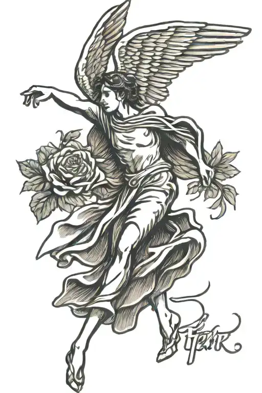 fear no man falling angel tattoo design idea