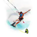 Kitesurfer jumping in front of a big sunset tattoo design idea