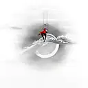 Kitesurfer jumping in front of a big sunset tattoo design idea