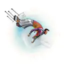 Kitesurfer jumping in front of a big sunset tattoo design idea