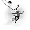 Kitesurfer jumping in front of a big sunset tattoo design idea