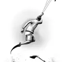 Kitesurfer jumping in front of a big sunset tattoo design idea