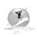 Kitesurfer jumping in front of a big sunset tattoo design idea