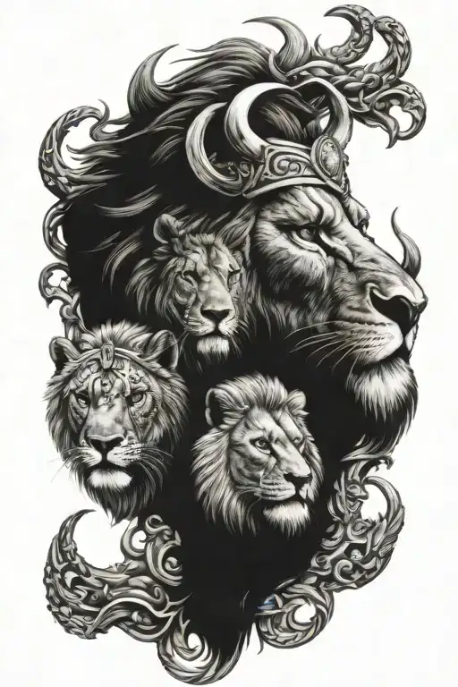 integrate viking and lion tattoo design idea