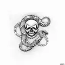 skull with snake tattoo design idea