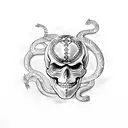 skull with snake tattoo design idea