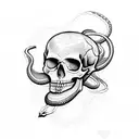 skull with snake tattoo design idea