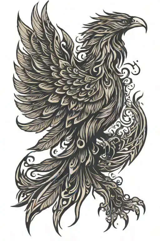 phoenix rising from flames tattoo design idea