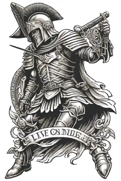 spartian soldier live once die forever  tattoo design idea