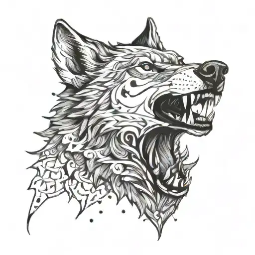 wolf biting world  tattoo design idea