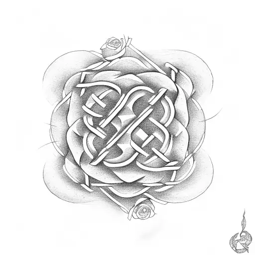 Gaelic Roses with celtic knot tattoo design idea