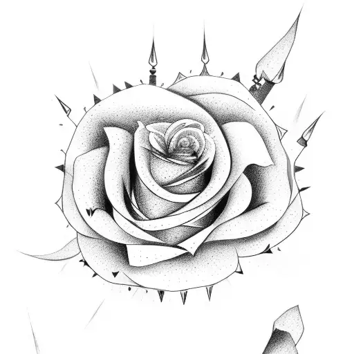 spiked rose tattoo design idea