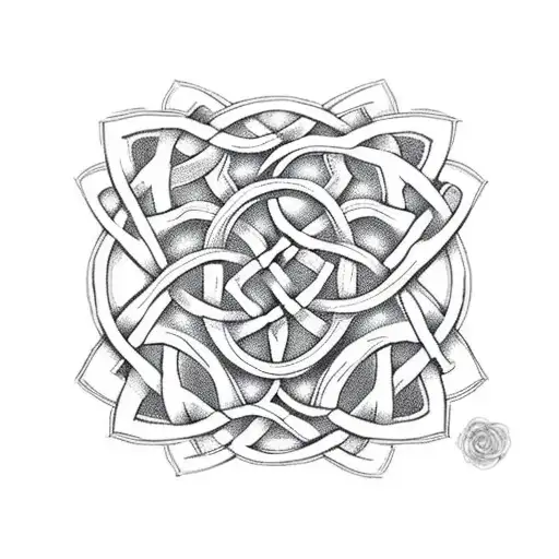 celtic knot with rose tattoo design idea