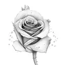 crying rose heart tattoo design idea