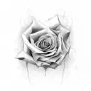 crying rose heart tattoo design idea
