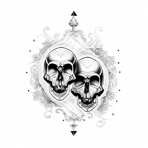 twin skull gemini tattoo design idea