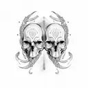 twin skull gemini tattoo design idea