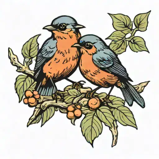 2 Robin birds tattoo design idea