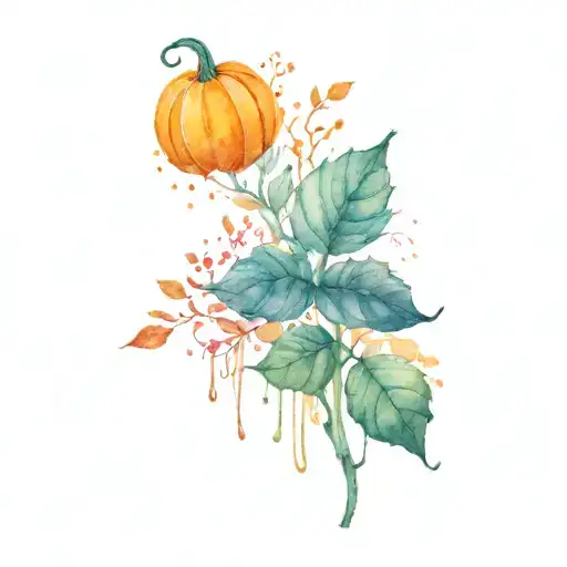 broomstick with a pumpkin patch tattoo design idea