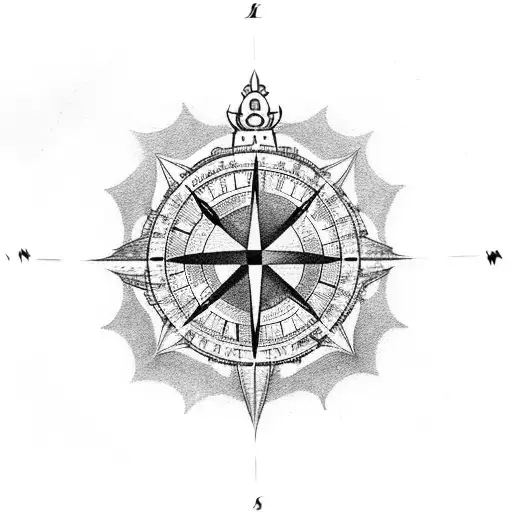 east compass tattoo design idea