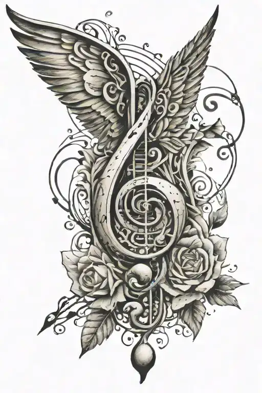 write EROS using music notations tattoo design idea