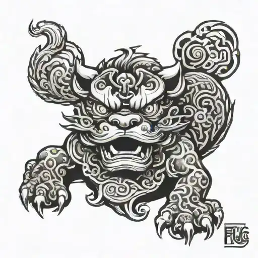 fu dog tattoo design idea